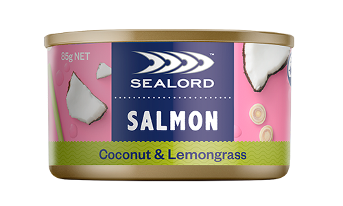 wild caught pink salmon cooked in a fragrant combination of coconut & lemongrass with Thai spices. sealord